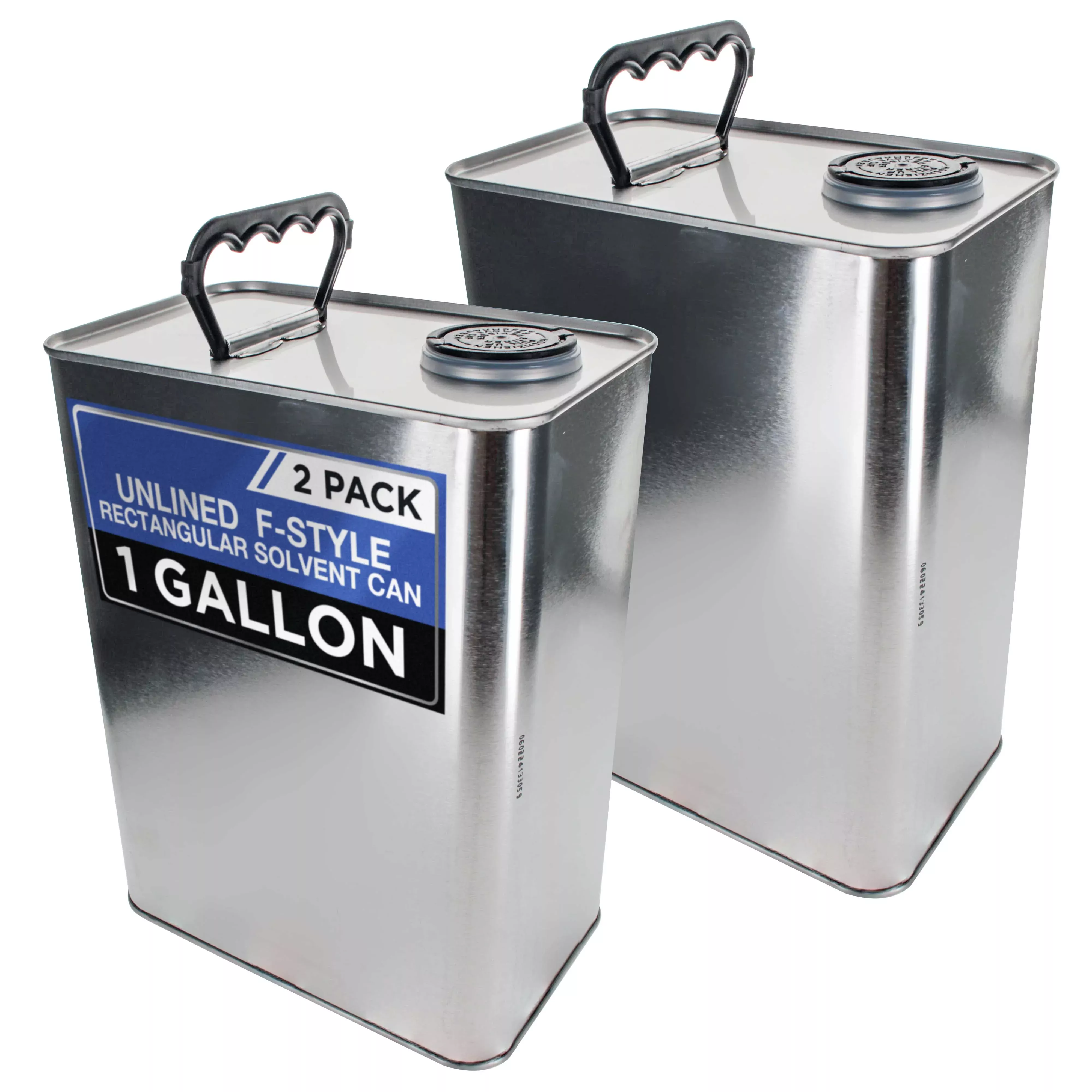 1 Gallon Empty F-Style Metal Rectangular Solvent Can with Caps, Pack of 2 – Pull-Up Spout, 128 fl. oz. Steel Paint Storage Container Tin – Unlined